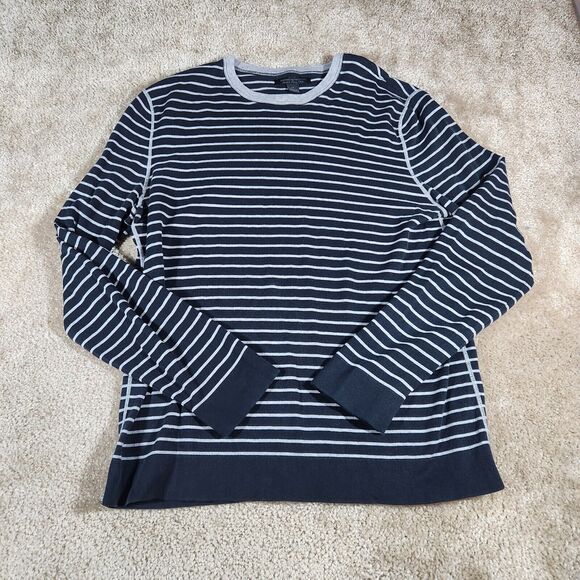 Express Design Studio Women Black Striped Long Sleeve Shirt M Pima Cotton #322 - Picture 1 of 7